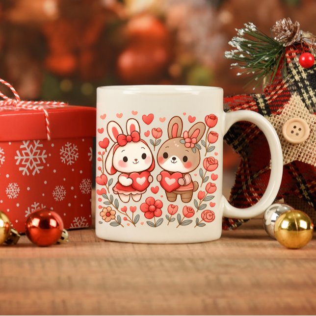 Adorable Bunny Couple Love Mug Mugg (Skapare uppladdad)