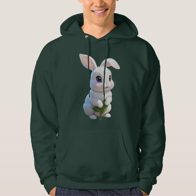 Adorable Bunny Hoodie Cute White Rabbit Design (Framsida)