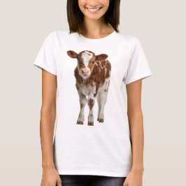 Adorable Calf Portrait on Burlap T Shirt
