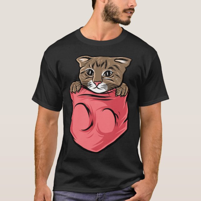 Adorable Cat  and Cute Kitten Pocket Style T Shirt (Framsida)
