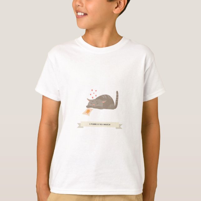 Adorable Cat Cartoon Valentine Gift | Cat Love T Shirt (Framsida)
