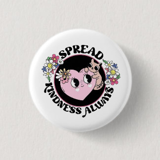Adorable Cat & Flowers Button – Spread Kindness Knapp