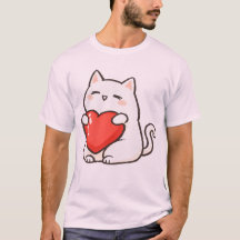 Adorable Cat Holding Heart