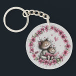 Adorable Cat Illustration Acrylic Keychain<br><div class="desc">The text caption on the reverse side is fully editable to allow customization to fit your occasion or need. This key chain is perfect for cat lovers, animal lovers, and fans of hand drawn and kawaii style artwork, A heartwarming kitten design that will capture the This adorable cat illustration feature...</div>