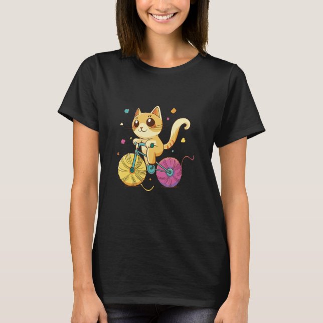 Adorable Cat Riding a Bike  Playful & Charming Ill T Shirt (Framsida)