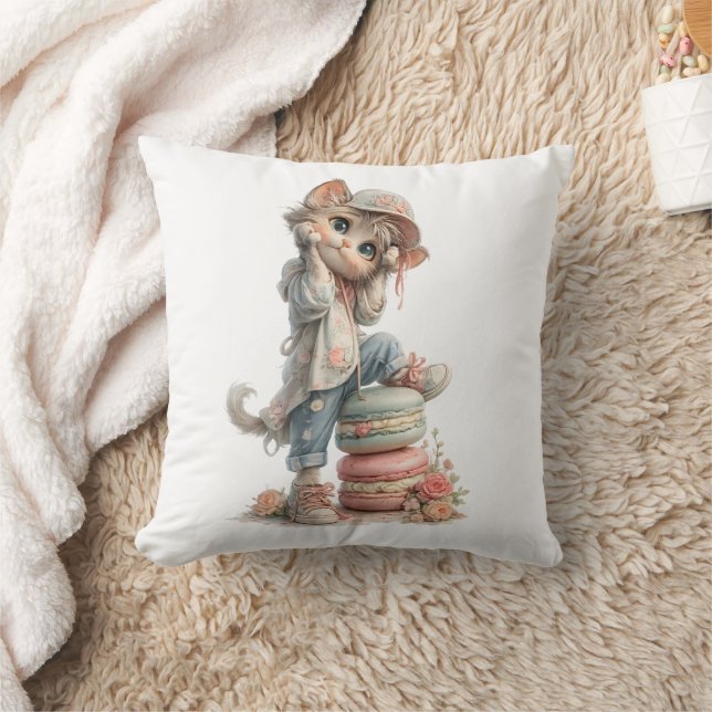 Adorable Cat & Sweets Home Decor  Kudde (Filt)