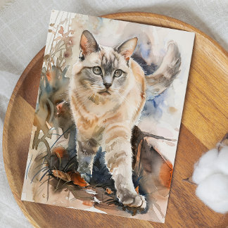 ADORABLE CAT WATERCOLOR ILLUSTRATRATION VYKORT