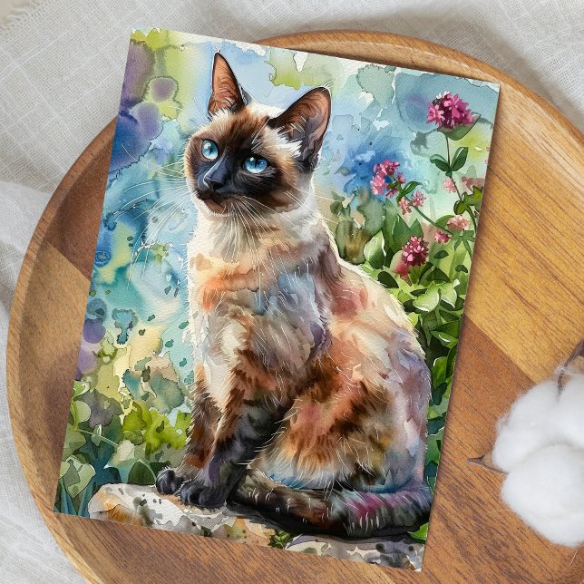 ADORABLE CAT WATERCOLOR ILLUSTRATRATION VYKORT (Skapare uppladdad)