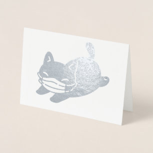 ADORABLE CAT with ANSIKTE MASK FELCard Folierat Kort