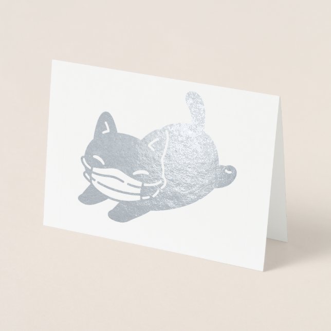 ADORABLE CAT with ANSIKTE MASK FELCard Folierat Kort (Framsida)