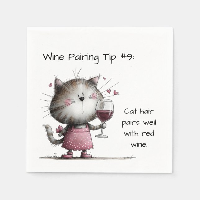 Adorable Cat With WinePaper Napkin Pappersservett (Framsidan)