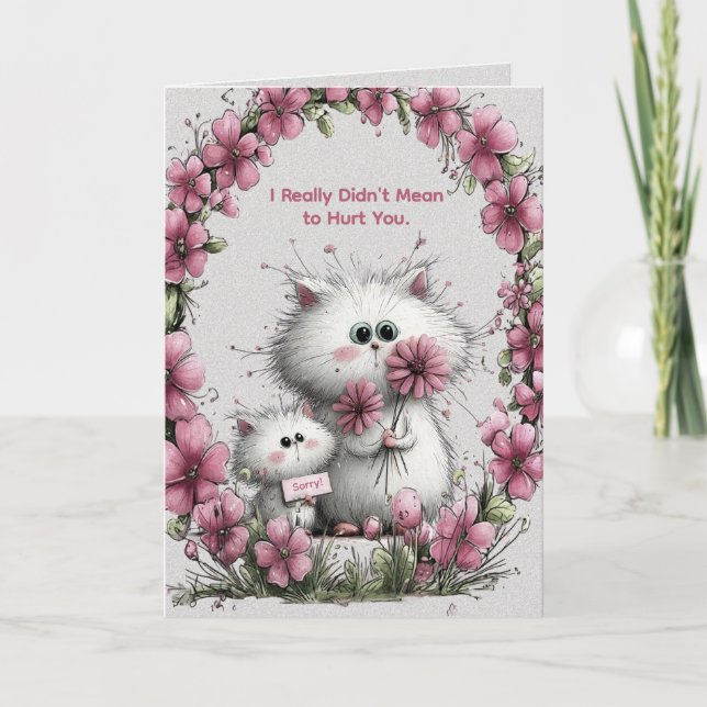 Adorable Cats Apology Greeting Card Kort (Framsida)