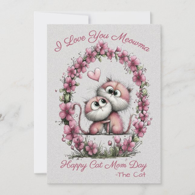 Adorable Cats Cat Mom Greeting Card Julkort (Framsida)