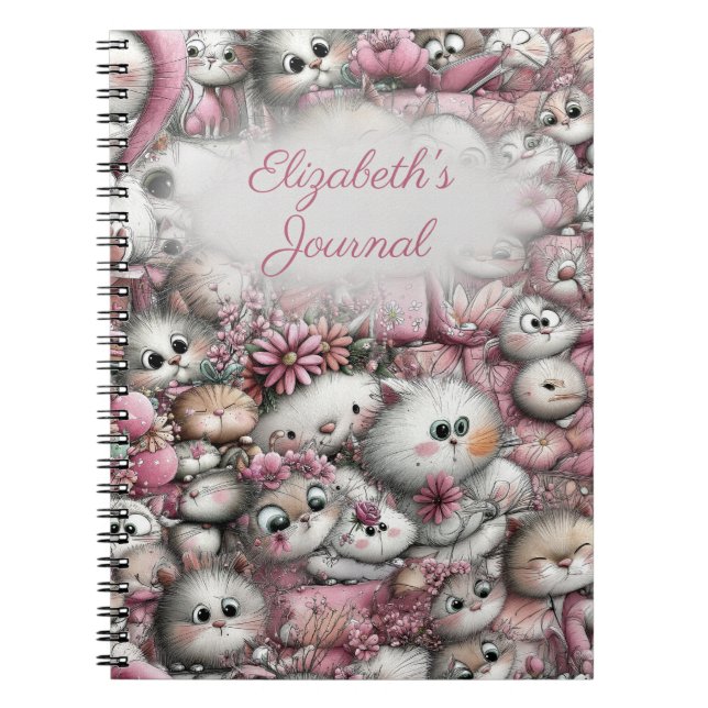 Adorable Cats Collage Spiral Notebook Anteckningsbok (Framsidan)