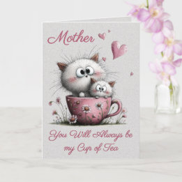 Adorable Cats in a Teacup Greeting Card Kort