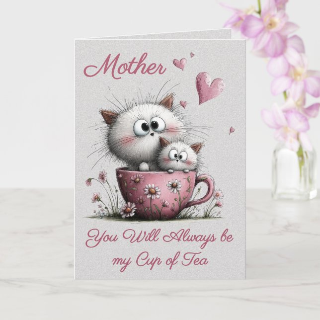 Adorable Cats in a Teacup Greeting Card Kort (Orkide)