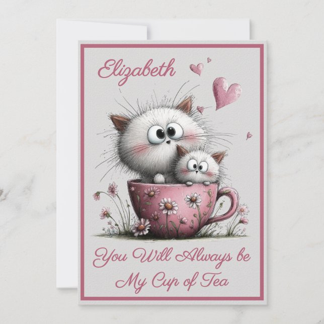 Adorable Cats Valentines Day Greeting Card Kort (Framsida)