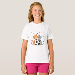 Adorable Cats with Soccer Ball on Valentines Day T Shirt