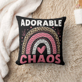 Adorable Chaos Black Leopard Rainbow Kids Pillow Kudde