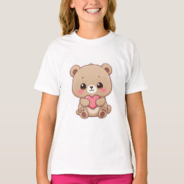 Adorable Chibi Bear with Heart  T Shirt