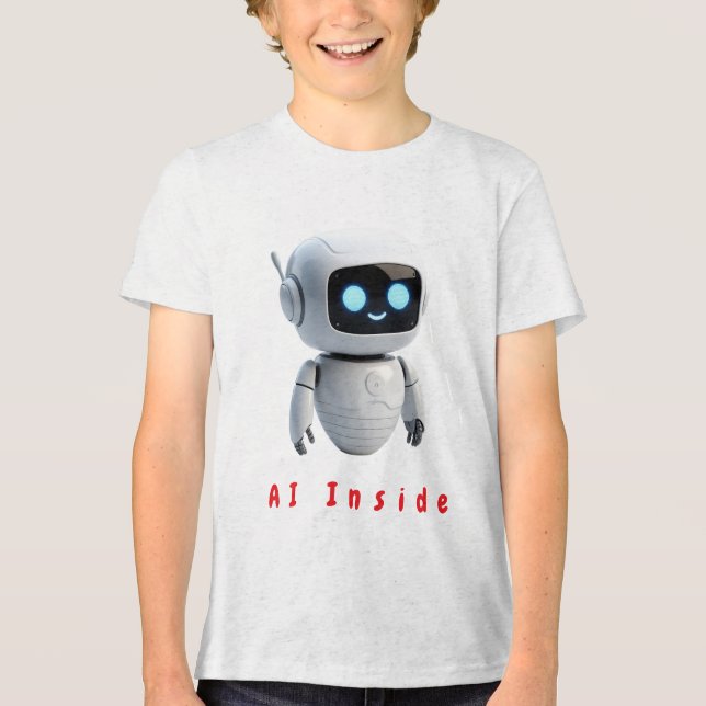 Adorable Chibi Space Robot Buddy - Minimalist Digi T Shirt (Framsida)
