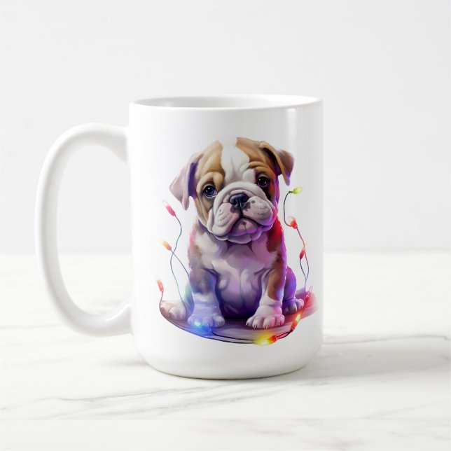 ADORABLE CHRISTMAS BULLDOG PUPPY HUND KAFFEMUGG (Vänster)
