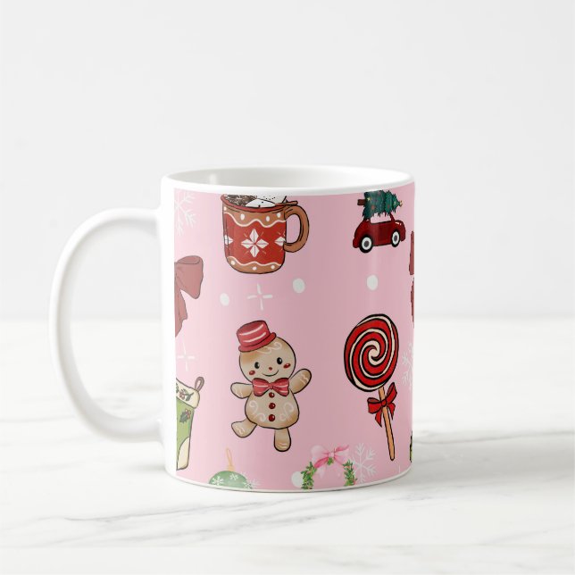 Adorable Christmas Candy and Cocoa Pattern Kaffemugg (Vänster)