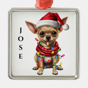 ADORABLE CHRISTMAS CHIHUAHUA HUND JULGRANSPRYDNAD METALL