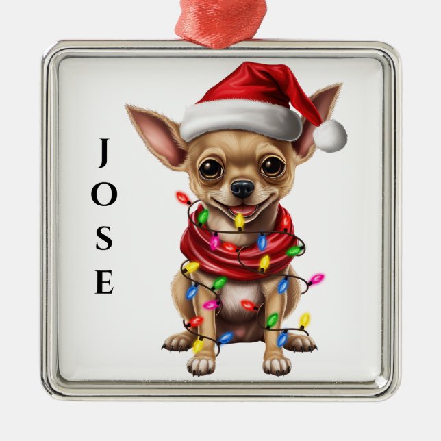 ADORABLE CHRISTMAS CHIHUAHUA HUND JULGRANSPRYDNAD METALL (Framsidan)