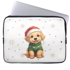 Adorable Christmas Dog - Festive Puppy Christmas Laptop Fodral