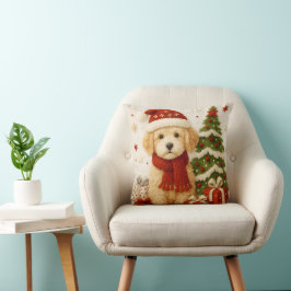 Adorable Christmas Puppy Throw Pillow Kudde