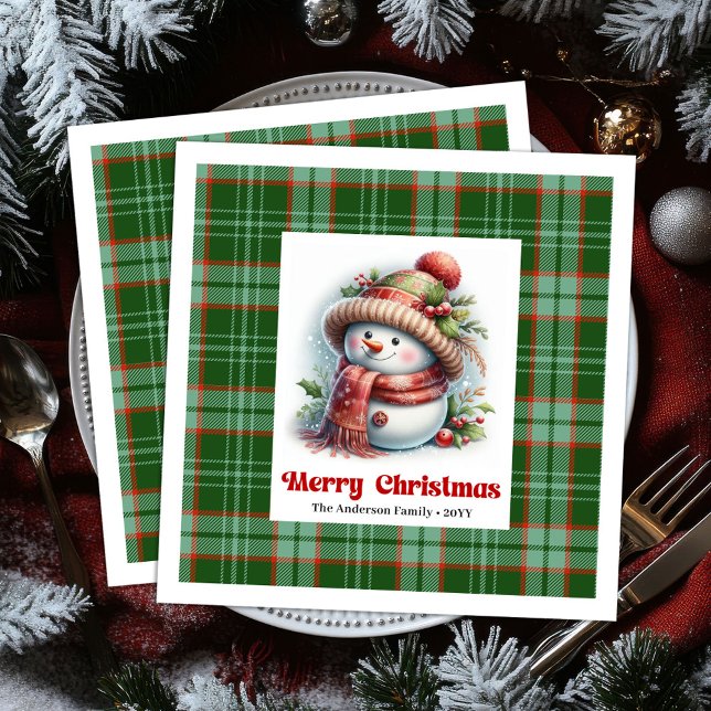 Adorable Christmas Snowman Napkins Editable Custom Pappersservett (Adorable Christmas Snowman Napkins Editable Custom Name

)