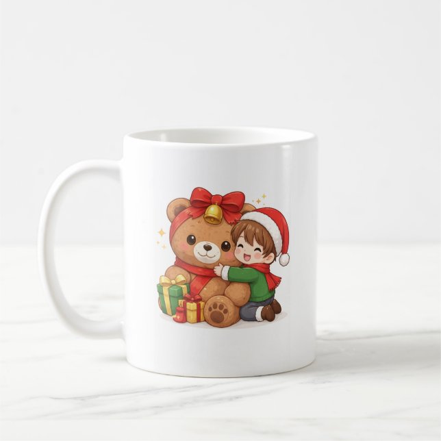 Adorable Christmas Teddy & Child Mug Kaffemugg (Vänster)
