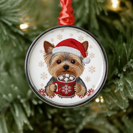 Adorable Christmas Yorkshire Terrier Julgransprydnad Metall