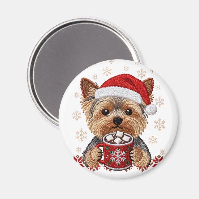 Adorable Christmas Yorkshire Terrier Magnet (Front/Back)
