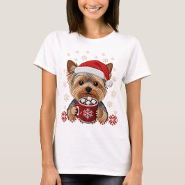 Adorable Christmas Yorkshire Terrier T Shirt