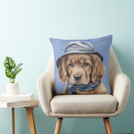 ADORABLE COCKER SPANIEL PUPPY with BLUE HAT Kudde