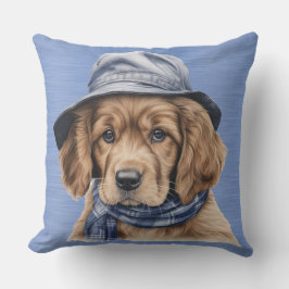 ADORABLE COCKER SPANIEL PUPPY with BLUE HAT Kudde