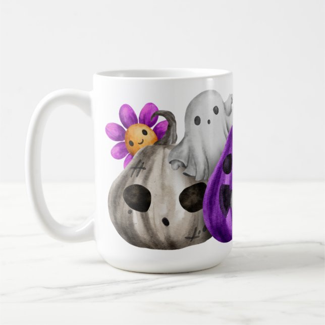 ADORABLE COLORFUL HALLOWEEN PUMPKINS SPÖKEN KAFFEMUGG (Vänster)