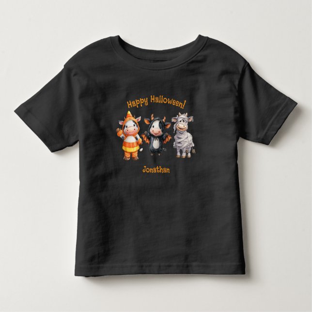 Adorable Cow Friends Fun Halloween Graphic T Shirt (Framsida)