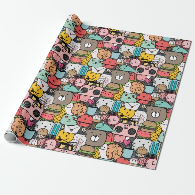 Adorable critters wrapping paper presentpapper (Utrullad)