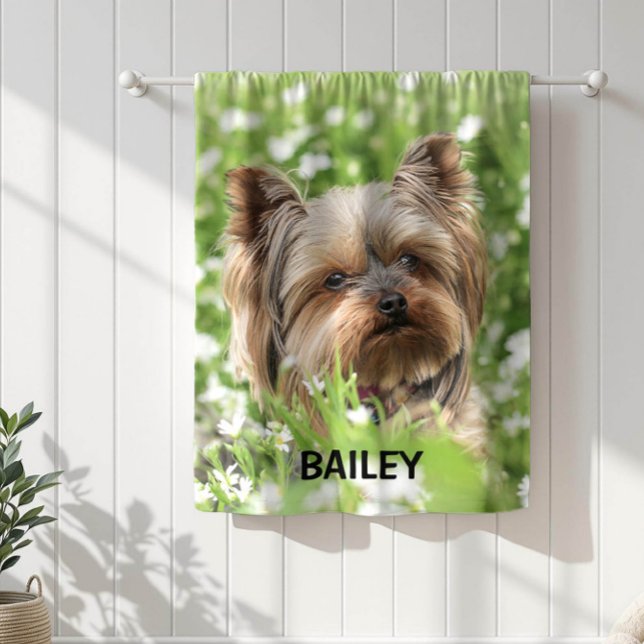 Adorable Custom Pet Photo with Name Fleecefilt (Skapare uppladdad)