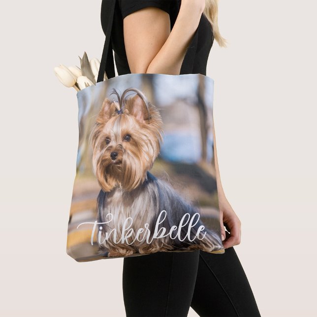 Adorable Custom Pet Photo with Name Tote Bag Tygkasse (Skapare uppladdad)