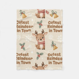 Adorable Cutest Reindeer in Town Woodland X-mas Fleecefilt