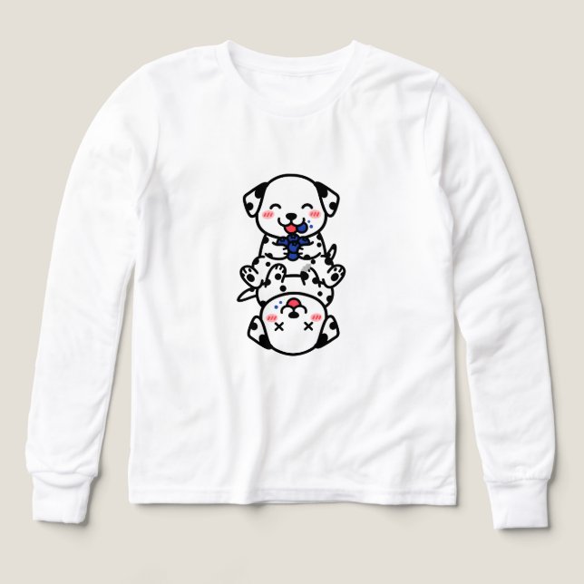 Adorable Dalmatian Puppies Blueberry Fun T Shirt (Design framsida)