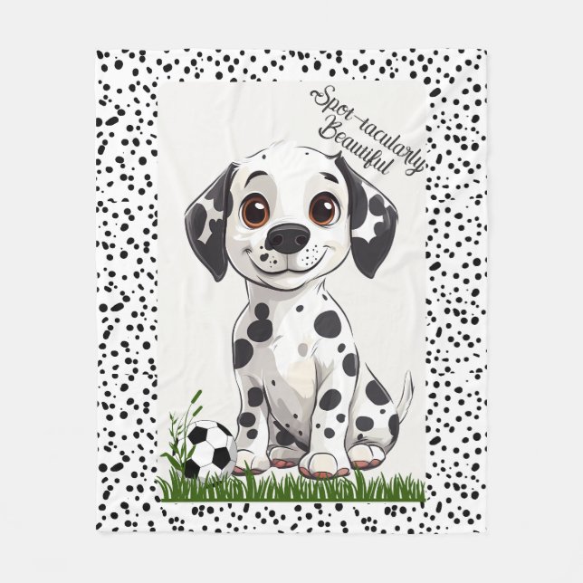 Adorable Dalmatian Puppy Football Art Fleecefilt (Framsidan)