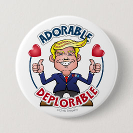 ADORABLE DEPLORABLE Donald Trump Chibi Tecknad Gag Knapp