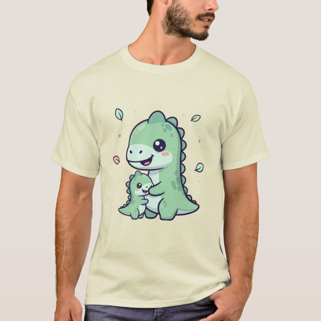 Adorable Dinosaur Hug  T Shirt (Framsida)