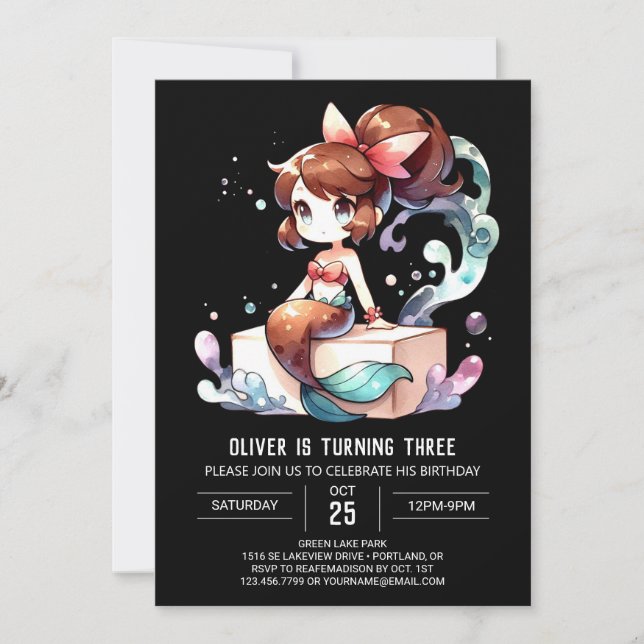Adorable Dreamy Mermaid Birthday Inbjudningar (Framsida)