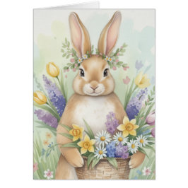 Adorable Easter bunny floral card Hälsningskort
